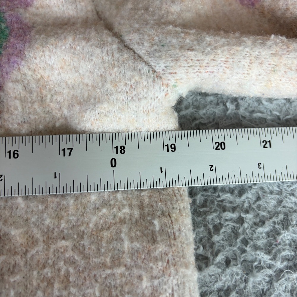 American Eagle Floral Intarsia Crewneck Sweater Oatmeal Orange Small - Picture 5 of 9